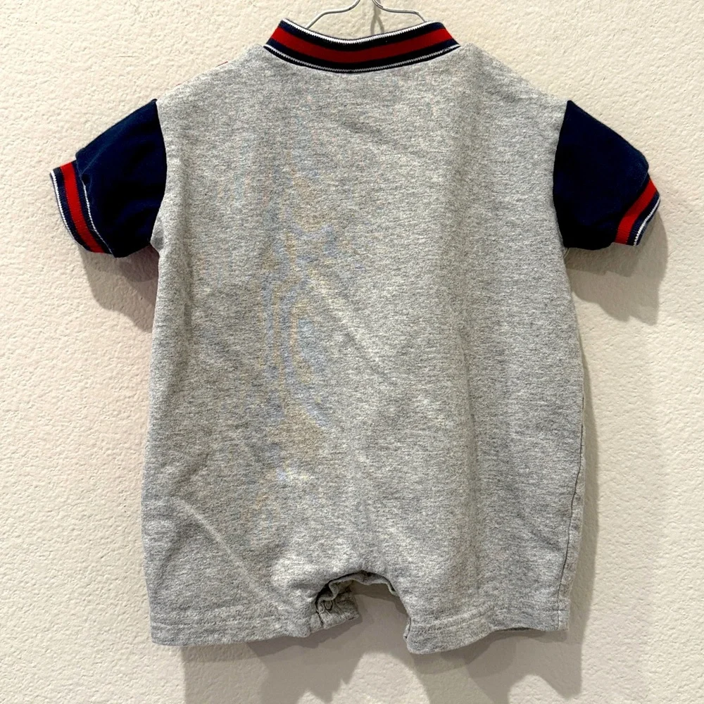 Baby B.U.M. Vintage Gray and Red Infant‎ Romper Size 3-6 Months